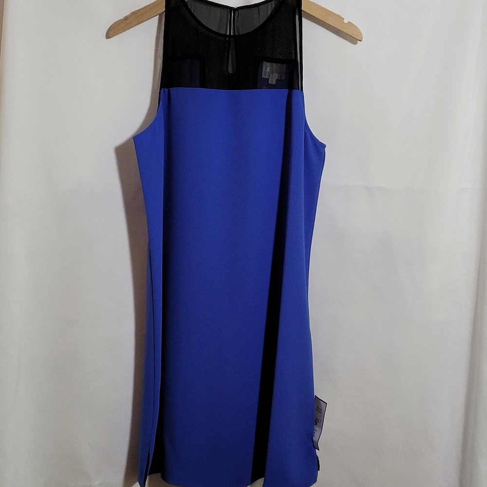 PARKER Sheer Panel Dress - Marine Blue